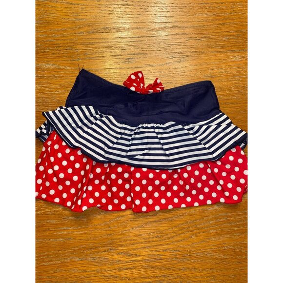 Minnie Mouse Polka Dot & Striped Layered Toddler Skirt With Bow - Picture 2 of 2